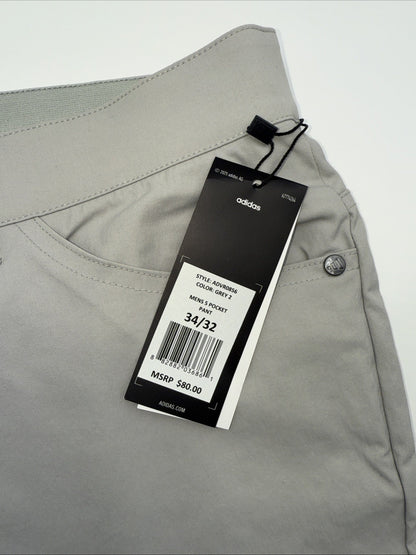 $80 Adidas Ultimate 365 Men's Tapered Golf Pants ADVR0856- Grey-34W 32L-New Tags