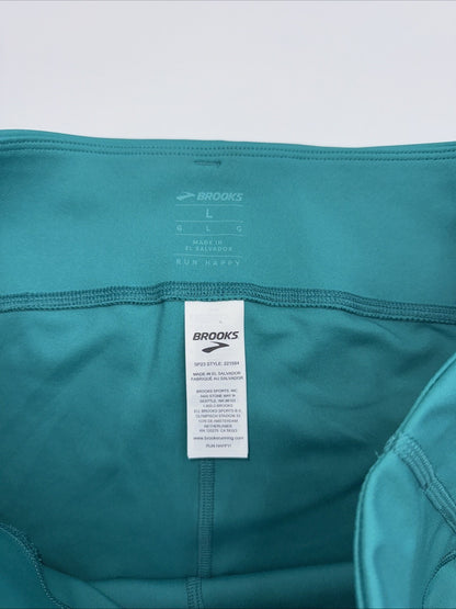 $55 Brooks Women’s Moment 5” Biker Tight Shorts - Nike Green - Large- New Tag