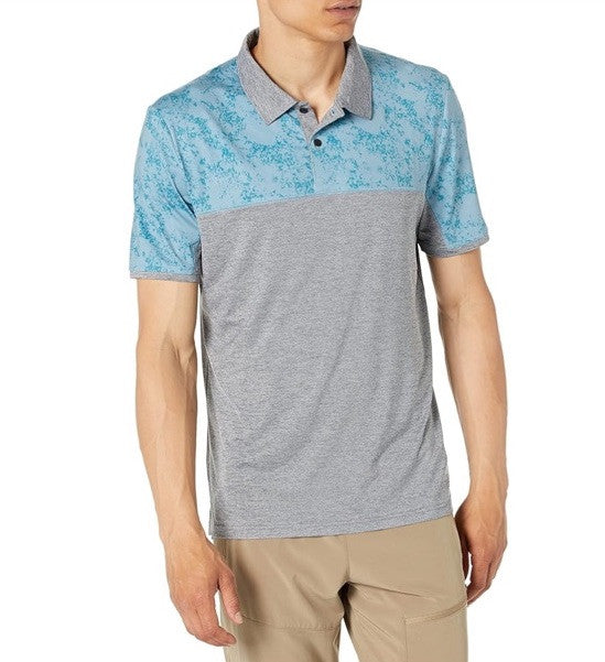 $65 Oakley Men’s Sand Block Polo Shirt - Aurora Blue/Grey- Size: Medium - New