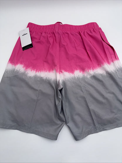 NIKE Men’s Shorts Swim Trunks NESSF547 Ocean Volley 9”-Pink/Grey-Medium -New