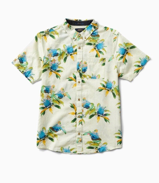 $75 Roark Men’s Scholar La Selva Button S/S Shirt-Yellow Multi-Medium-New Tag