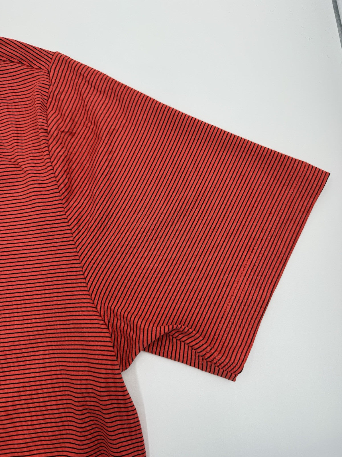 $78 Under Armour Golf Men's T2 Stripe Polo Shirt- Red/Black- Small-New Tag