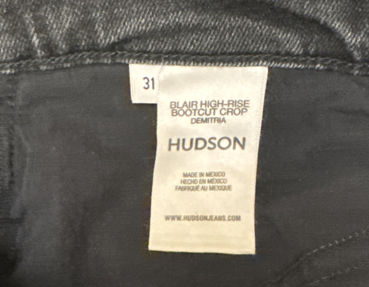 $245 Hudson Jeans Women’s-Blair Mid Rise Cropped Bootcut Jeans- Black- Size 31