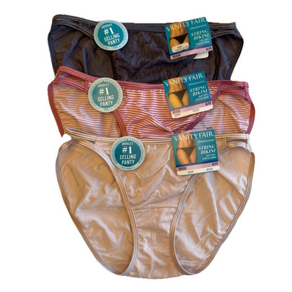$40 Vanity Fair -3 pair-Women’s Illumination Bikini Panty 18108- Multi- 6/Medium