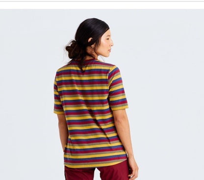 $60 Fjallraven Women’s Flag Stripe Cotton T-shirt - Logo Multi Stripes- Medium