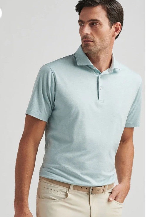 $160 Peter Millar Men’s Crown Crafted Excursionist Flex Polo Shirt-Blue-XLarge