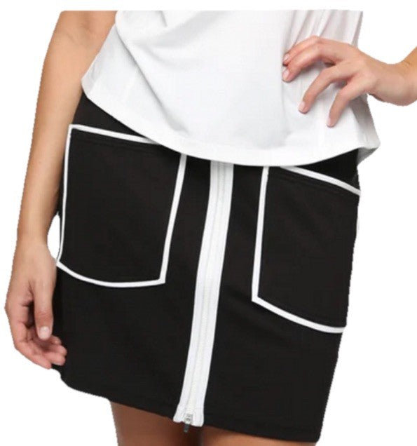 $116 Belyn Key Women’s Pocket Zip 18¾" Pull On Golf Skorts-Onyx - Size Small