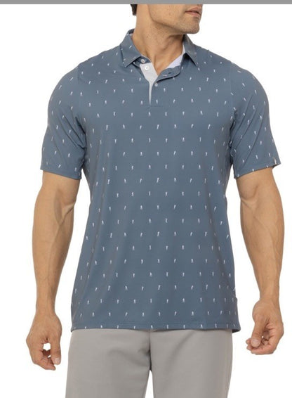$104 KJUS Men’s Men Golfer Golf Polo Shirt MG60-L11- Steel Blue- Medium- New Tag