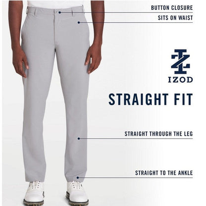 IZOD Men’s Golf Swingflex Straight-FitFlat-Front Pants -Real Khaki- 34W 30L