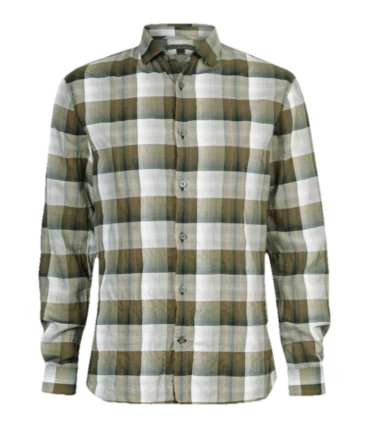 $148 New John Varvatos Men's Long Sleeve Ross Slim Fit  Shirt- Forrest- Small
