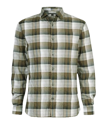 $148 New John Varvatos Men's Long Sleeve Ross Slim Fit  Shirt- Forrest- Small
