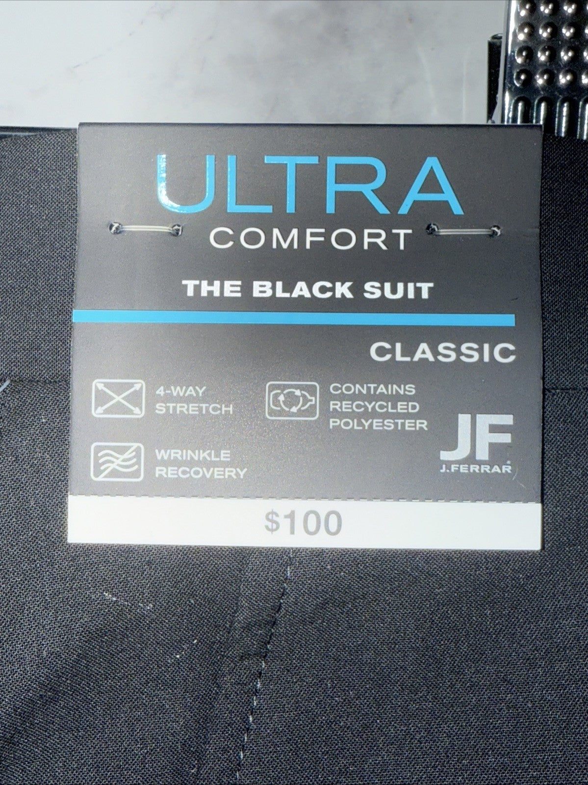 JF J Ferrar Men's Classic Fit Dress Pants Slacks Flat Front-Black-34W 30L- New