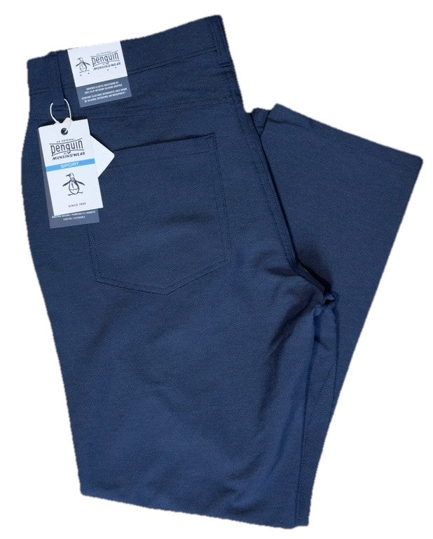 $85 Original Penguin Men’s Tech 5 Pocket Golf Trousers- Black Iris -Size 32W 30L