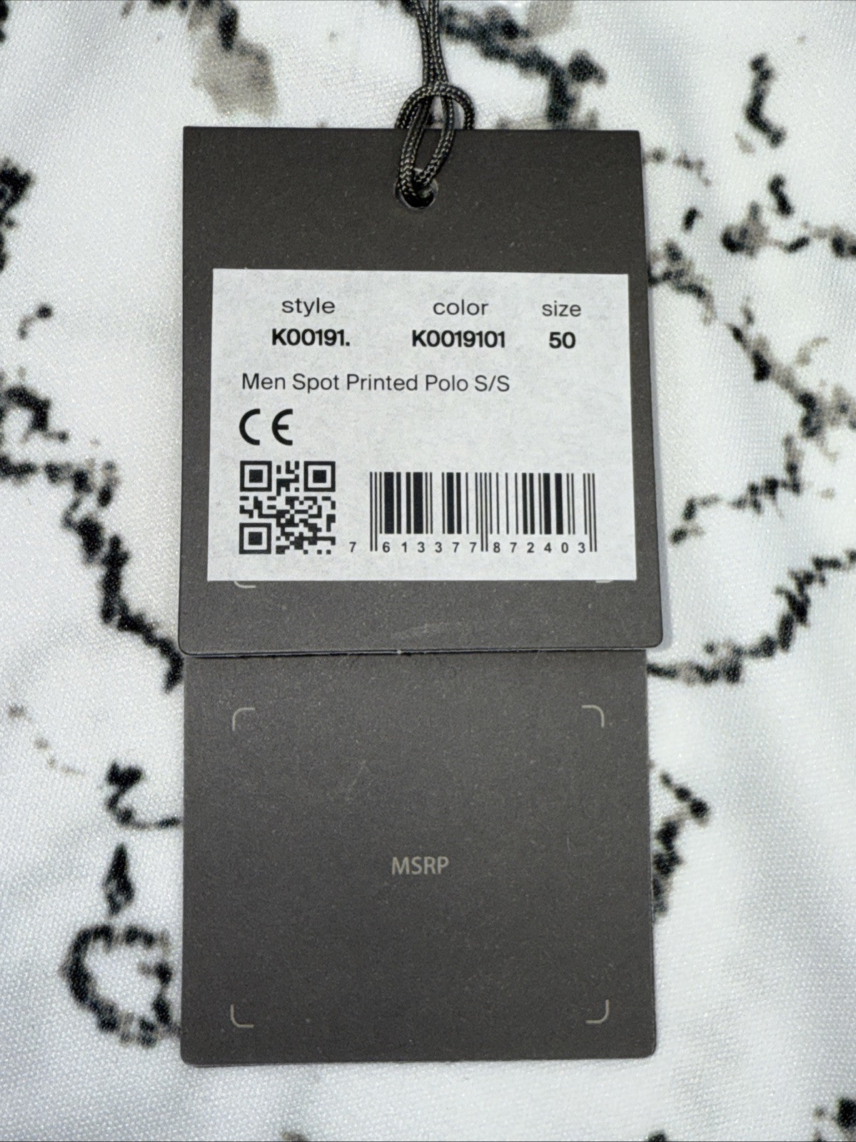 $104 KJUS Men’s Spot Printed Polo Shirt - White/ Black -Medium- New Tag