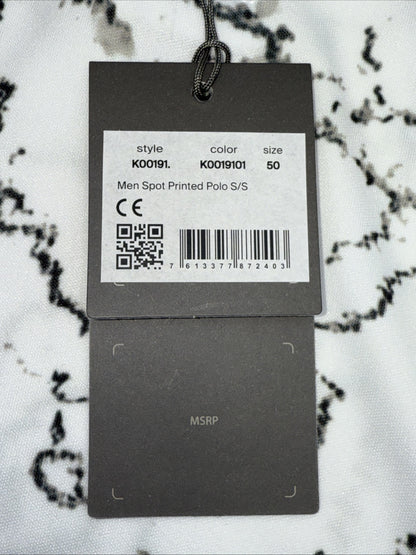 $104 KJUS Men’s Spot Printed Polo Shirt - White/ Black -Medium- New Tag