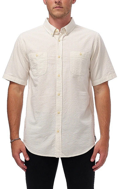 $62 EZEKIEL Men's Hammer S/S Button-Up Shirt- Bone - Medium- New Tag