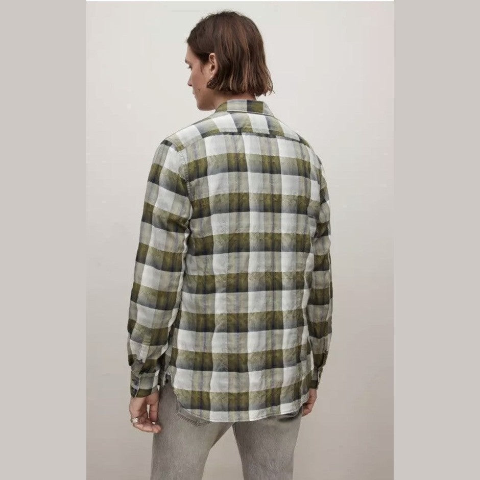 $148 New John Varvatos Men's Long Sleeve Ross Slim Fit  Shirt- Forrest- Small