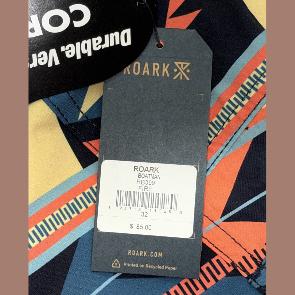 $85 Roark Men’s Boatman Boardshorts 17" Shorts- Fire Multi- Size: 32W-NEW