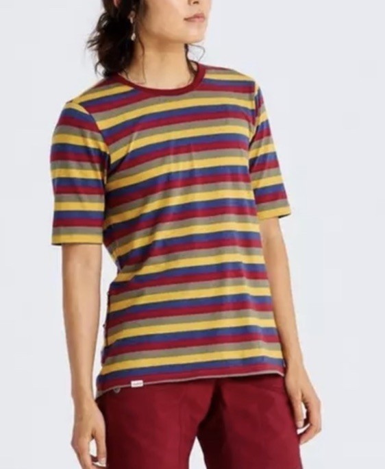 $60 Fjallraven Women’s Flag Stripe Cotton T-shirt - Logo Multi Stripes- Medium