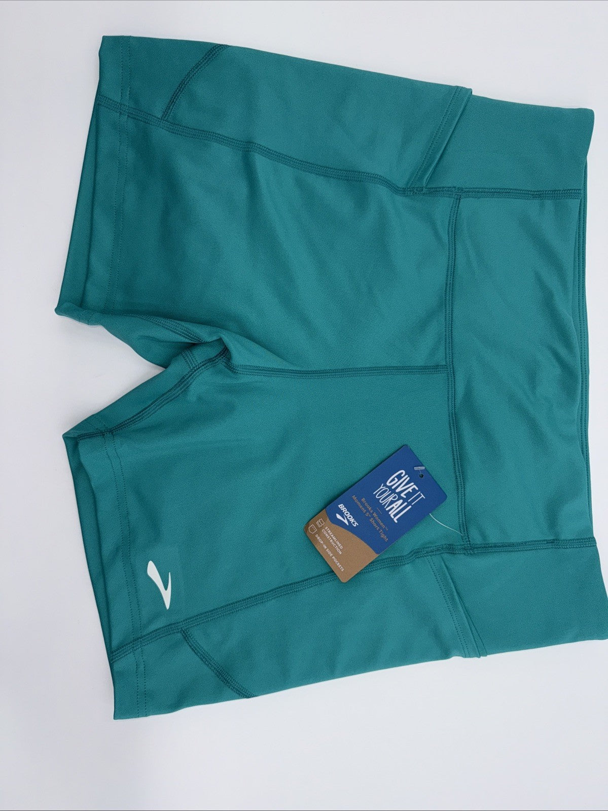 $55 Brooks Women’s Moment 5” Biker Tight Shorts - Nike Green - Large- New Tag