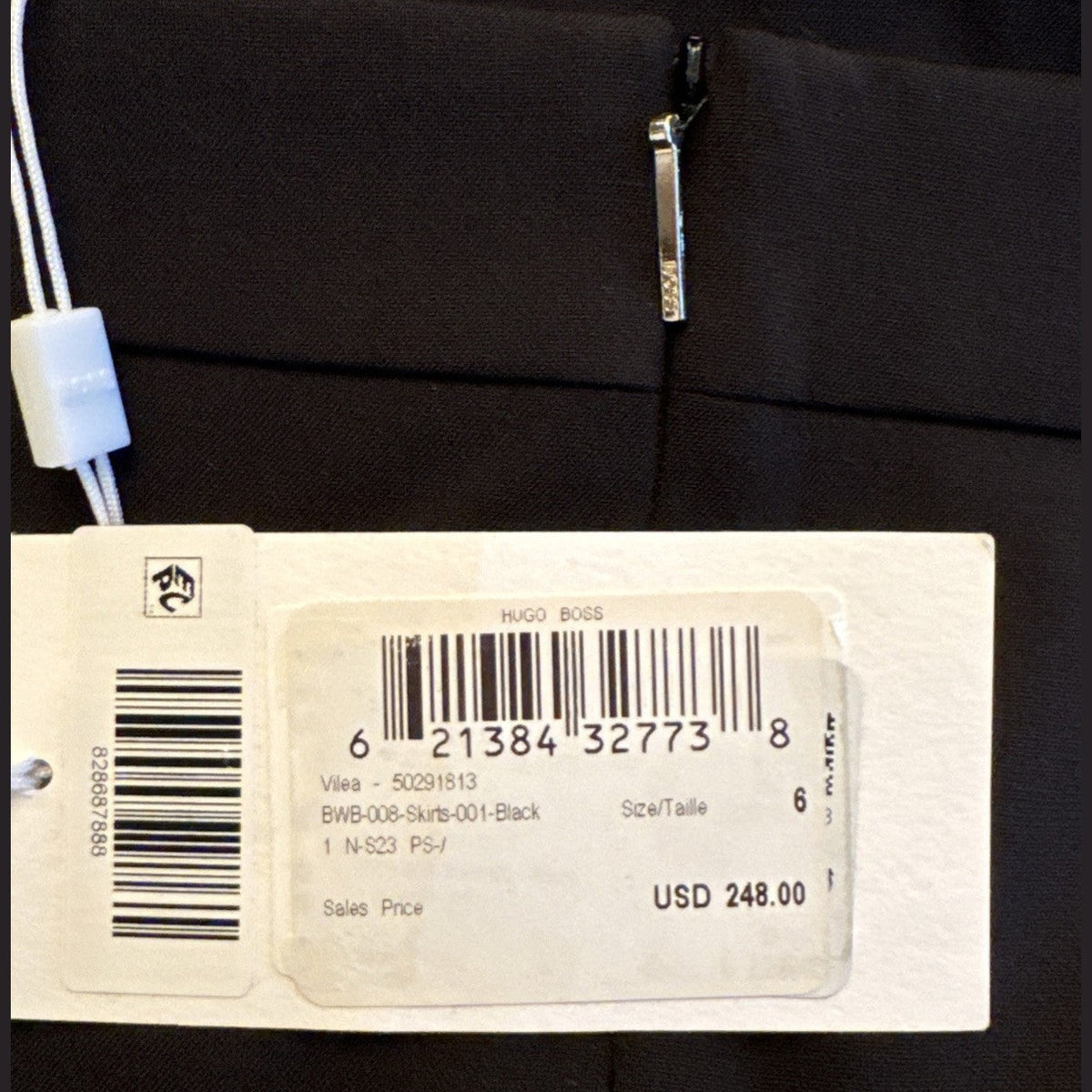 $248 Hugo Boss Women's Slim Fit Pencil Skirt In Virgin Wool- Black- Size 6
