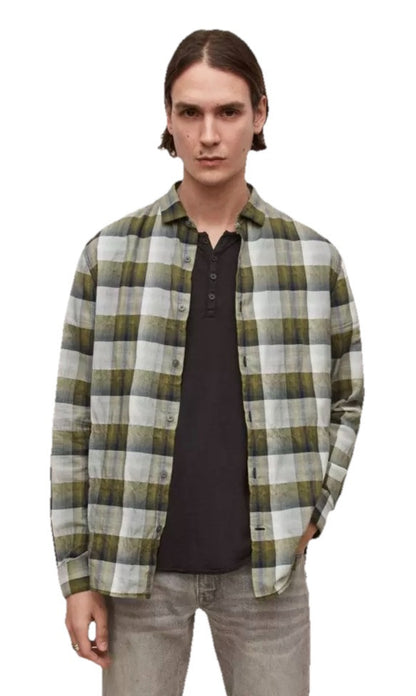 $148 New John Varvatos Men's Long Sleeve Ross Slim Fit  Shirt- Forrest- Small