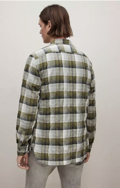 $148 New John Varvatos Men's Long Sleeve Ross Slim Fit  Shirt- Forrest- Small