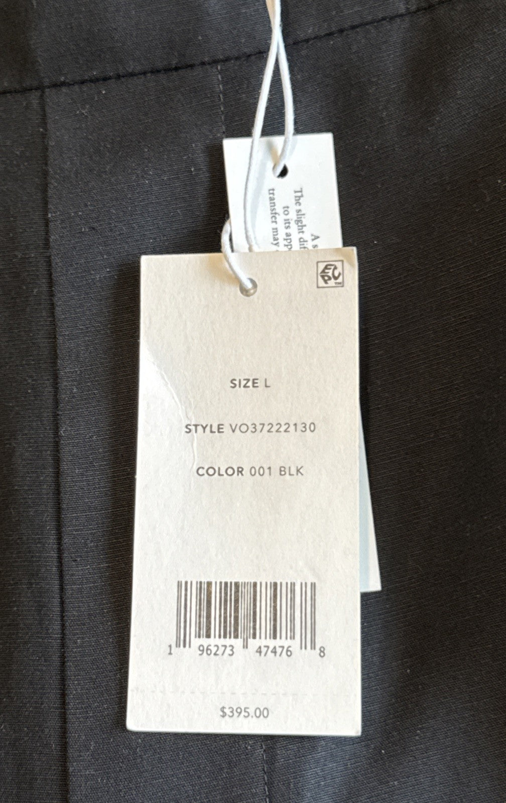 $395 VINCE Women’s Solid Straight Leg Pant - Black- Size Large - NEW